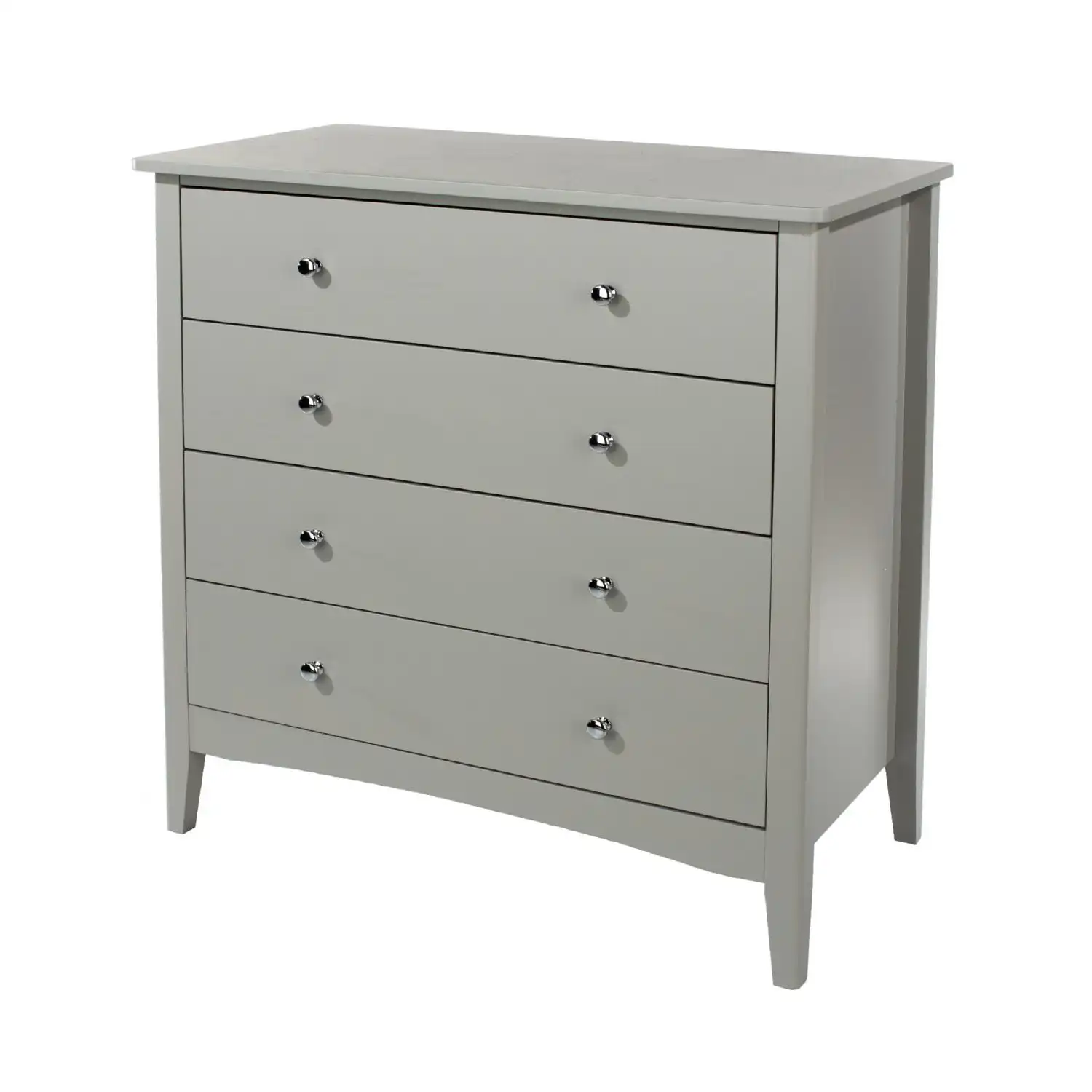 Modern Shaker Style Grey Painted Pine Wood Chest of 4 Drawers