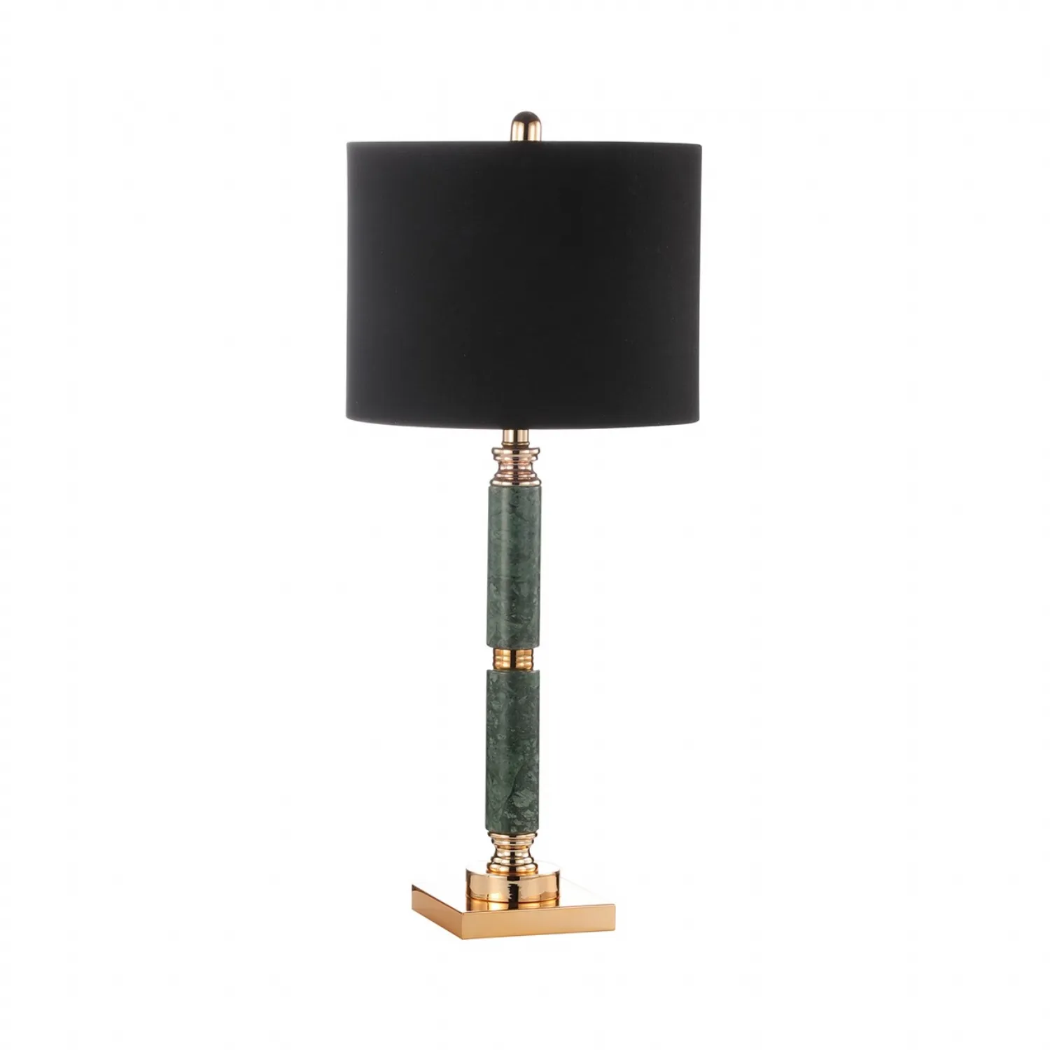 78cm Green Marble Table Lamp With Black Linen Shade