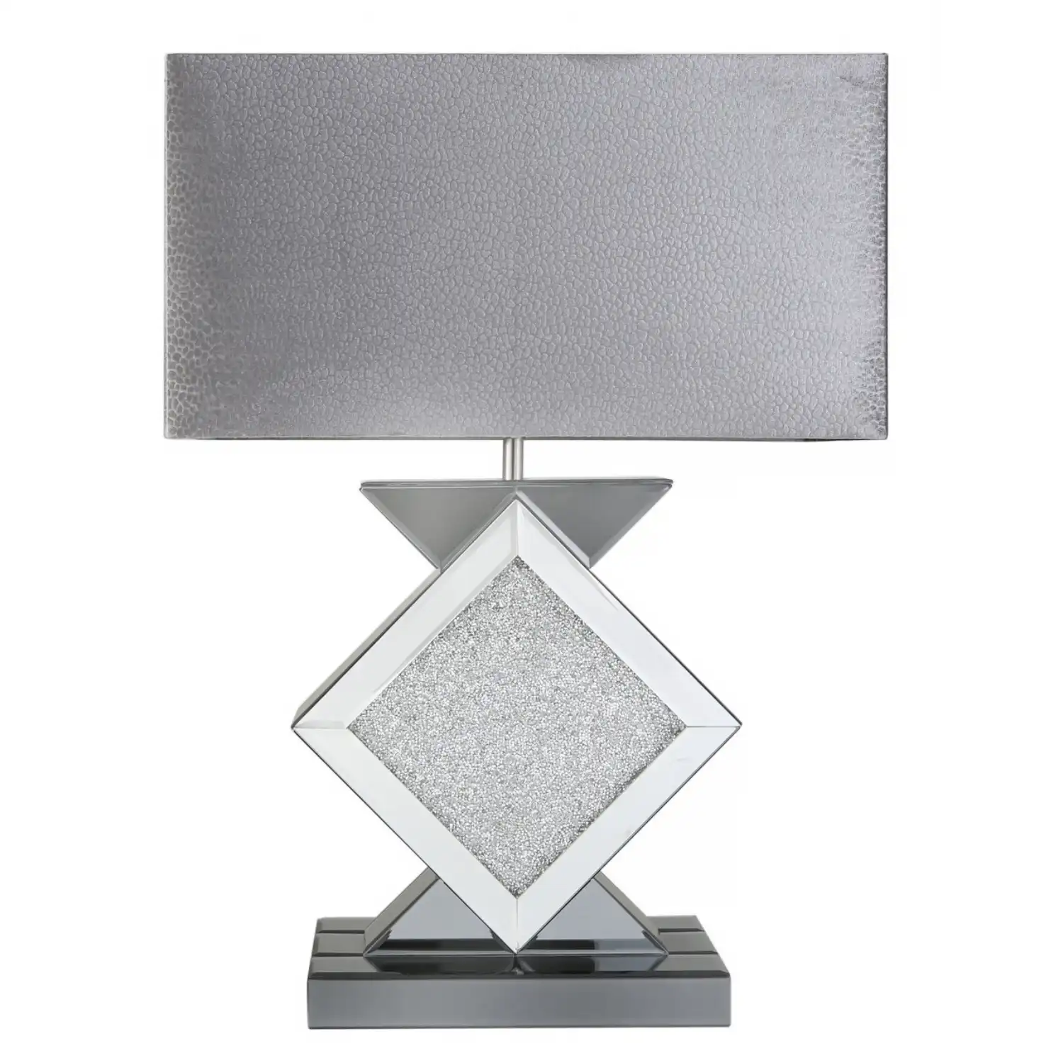 Smoked Mirror Diamond Shape Table Lamp