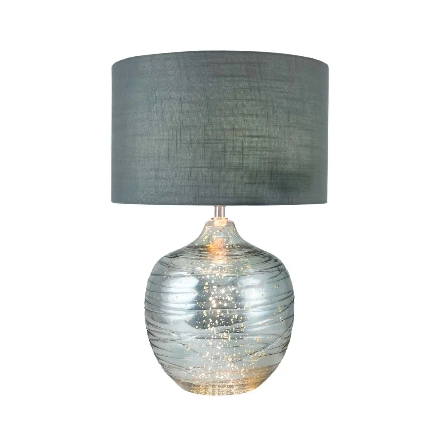 47cm Silver Glass Table Lamp With Grey Shade