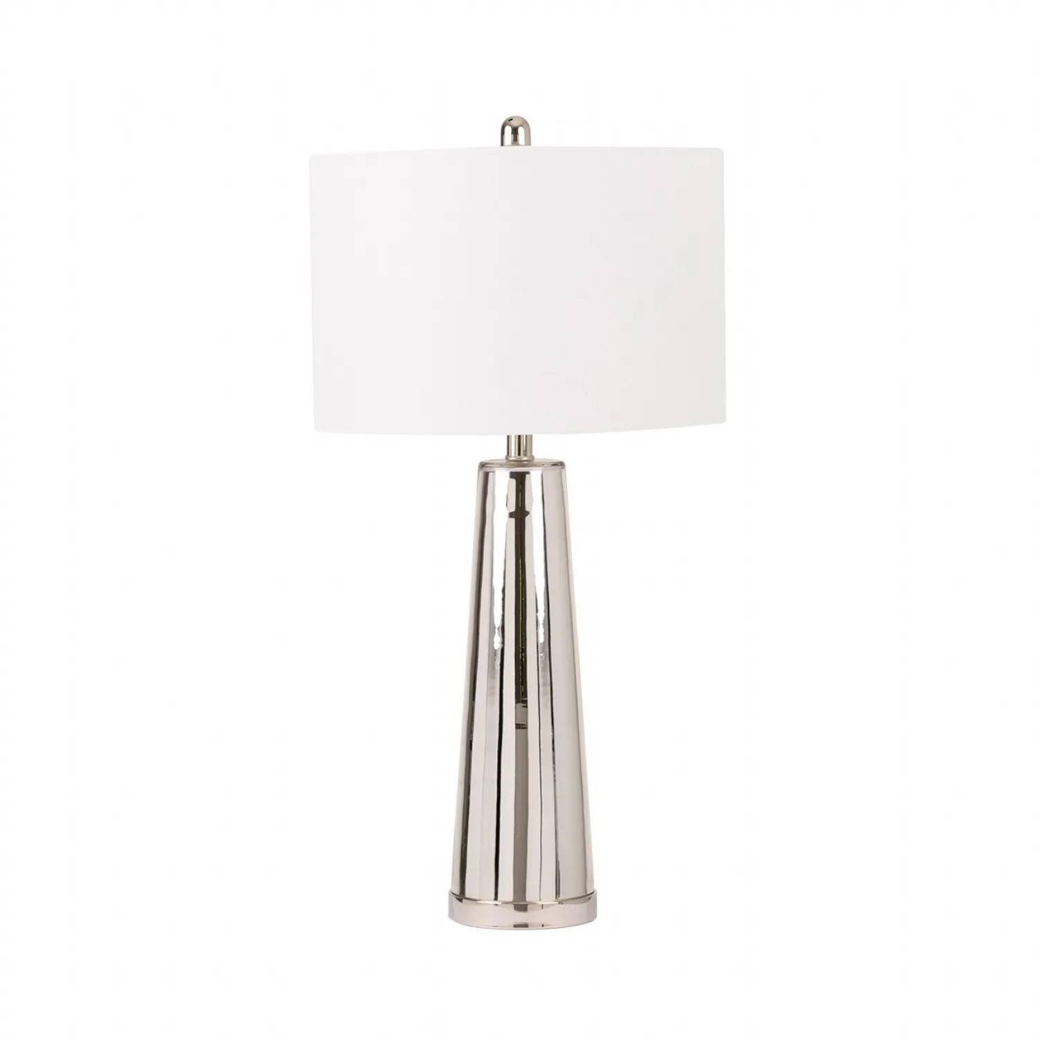 70cm Silver Glass Table Lamp With White Linen Shade