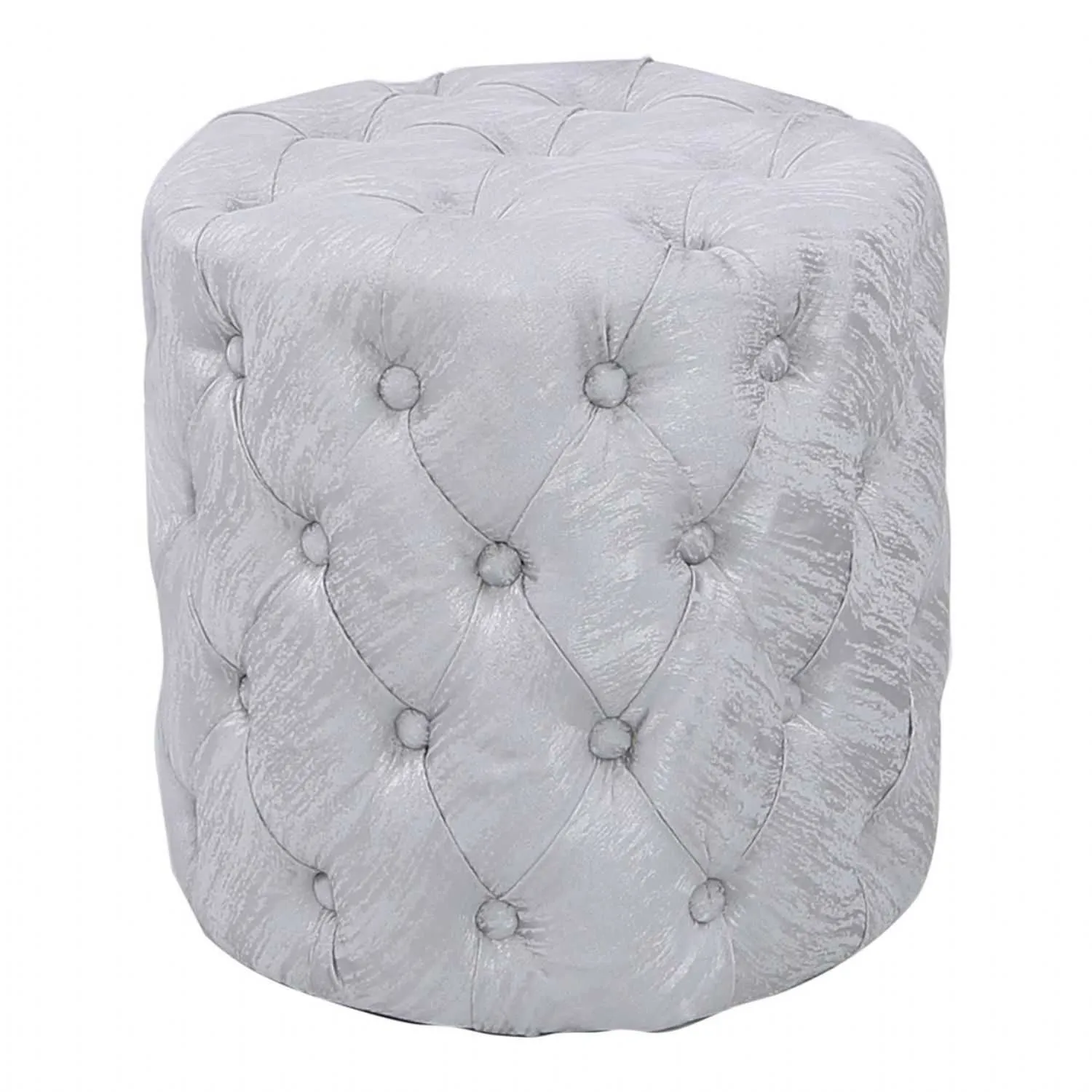 Anya Tufted Round Stool Silver