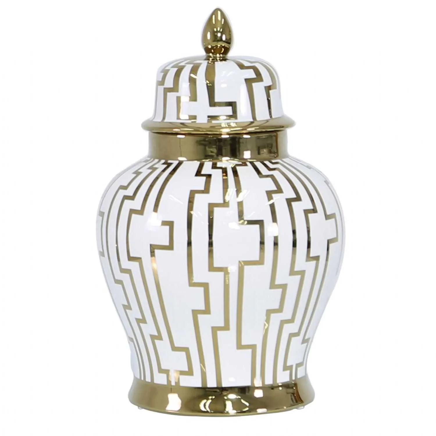Luxe Large 40 cm White And Gold Ginger Jar