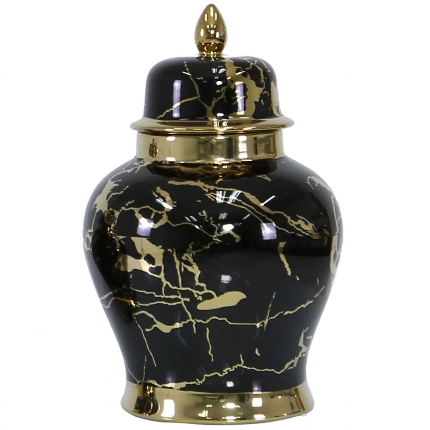 Luxe 41cm Ginger Jar Black And Gold