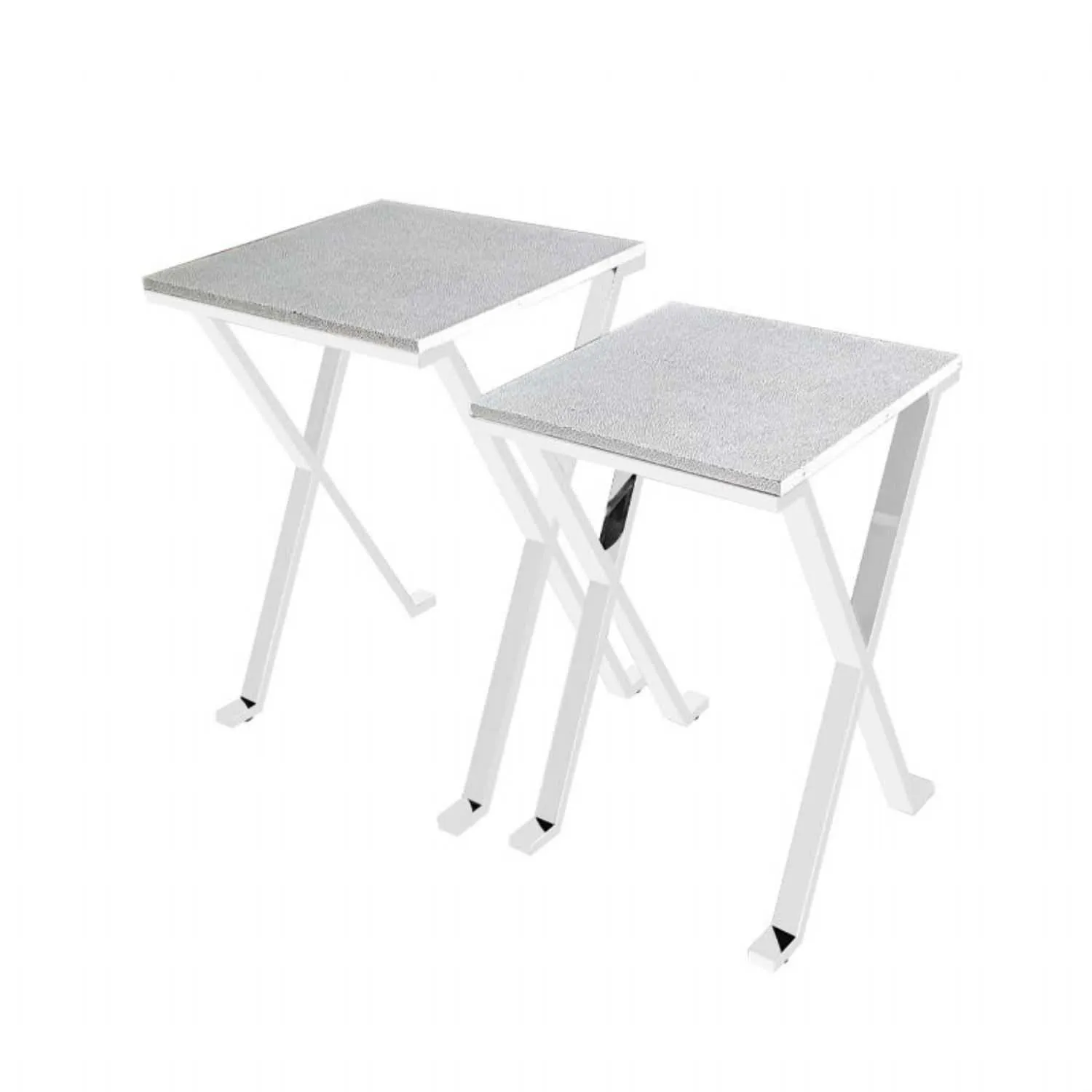 Set Of 2 Faux Stringray Tables Silver