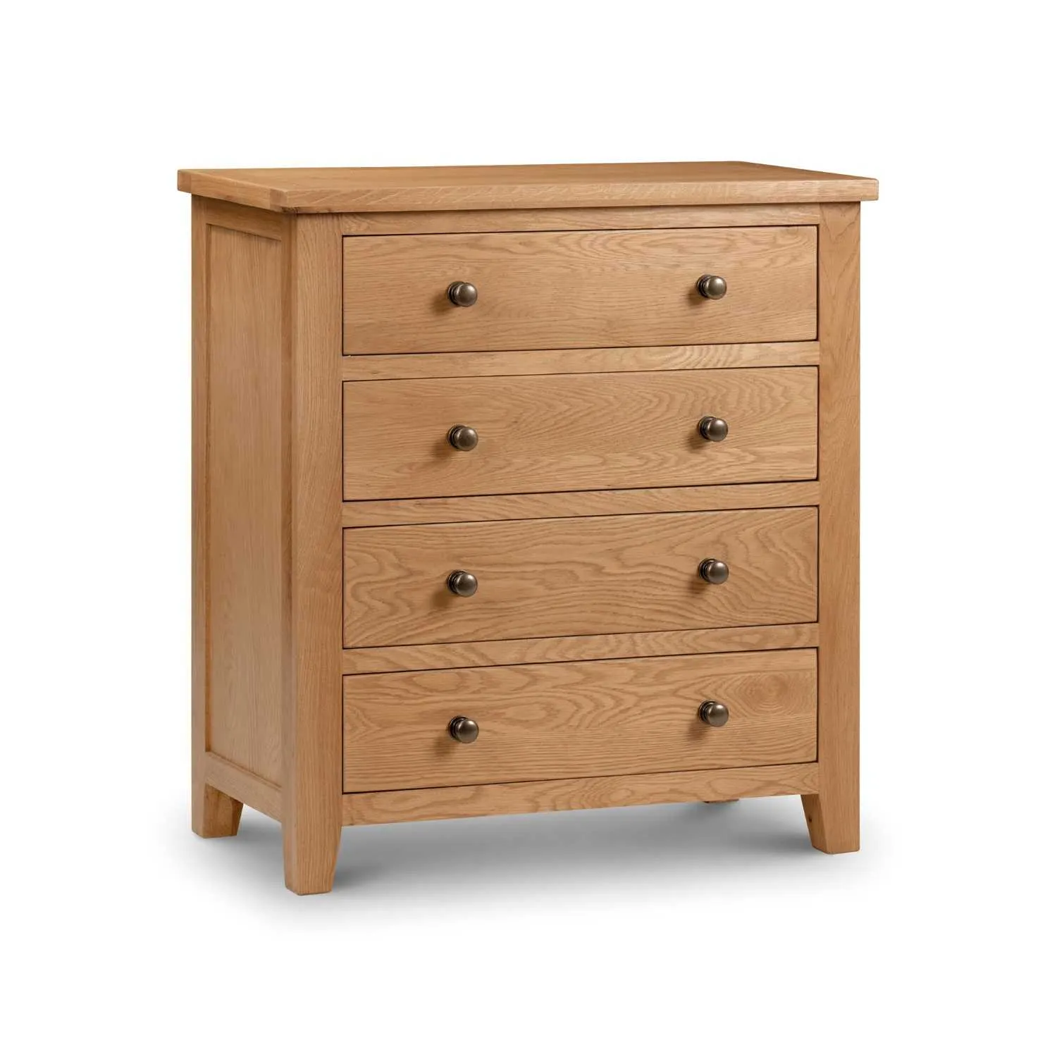 Waxed Oak Bedroom Chest of 4 Large Drawers with 30mm Chunky Top