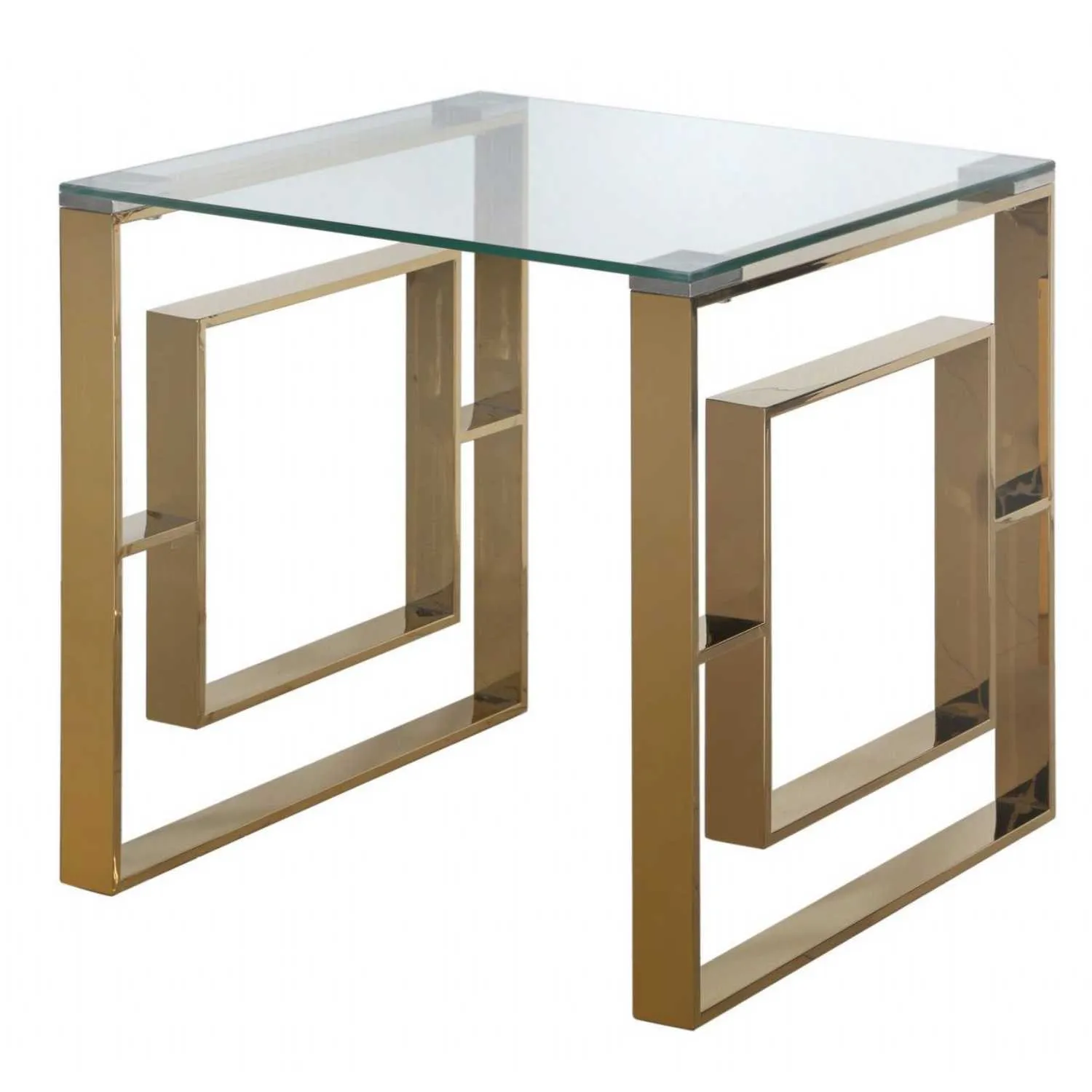 Amex Squared End Table Steel And Glass Gold