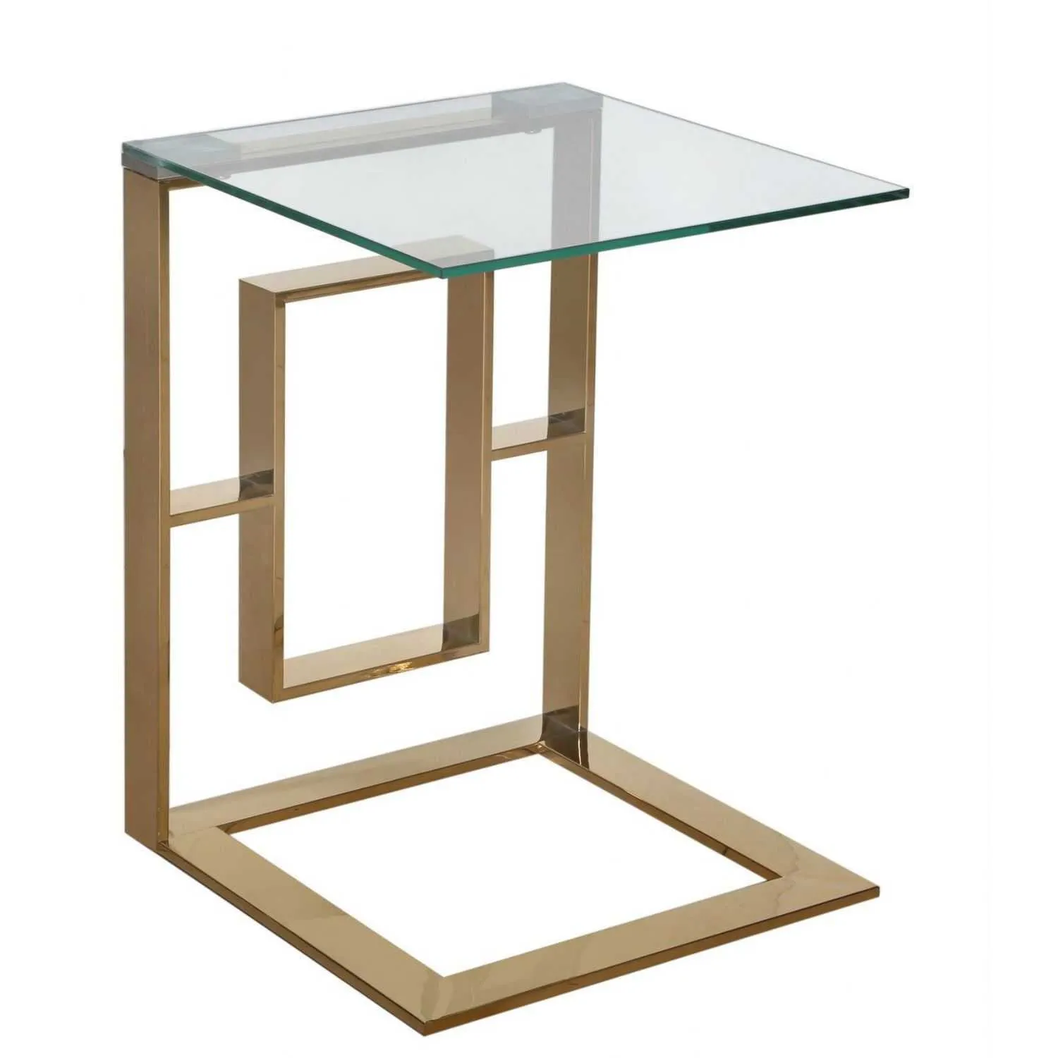 Amex Gold Metal Sofa Table Clear Glass