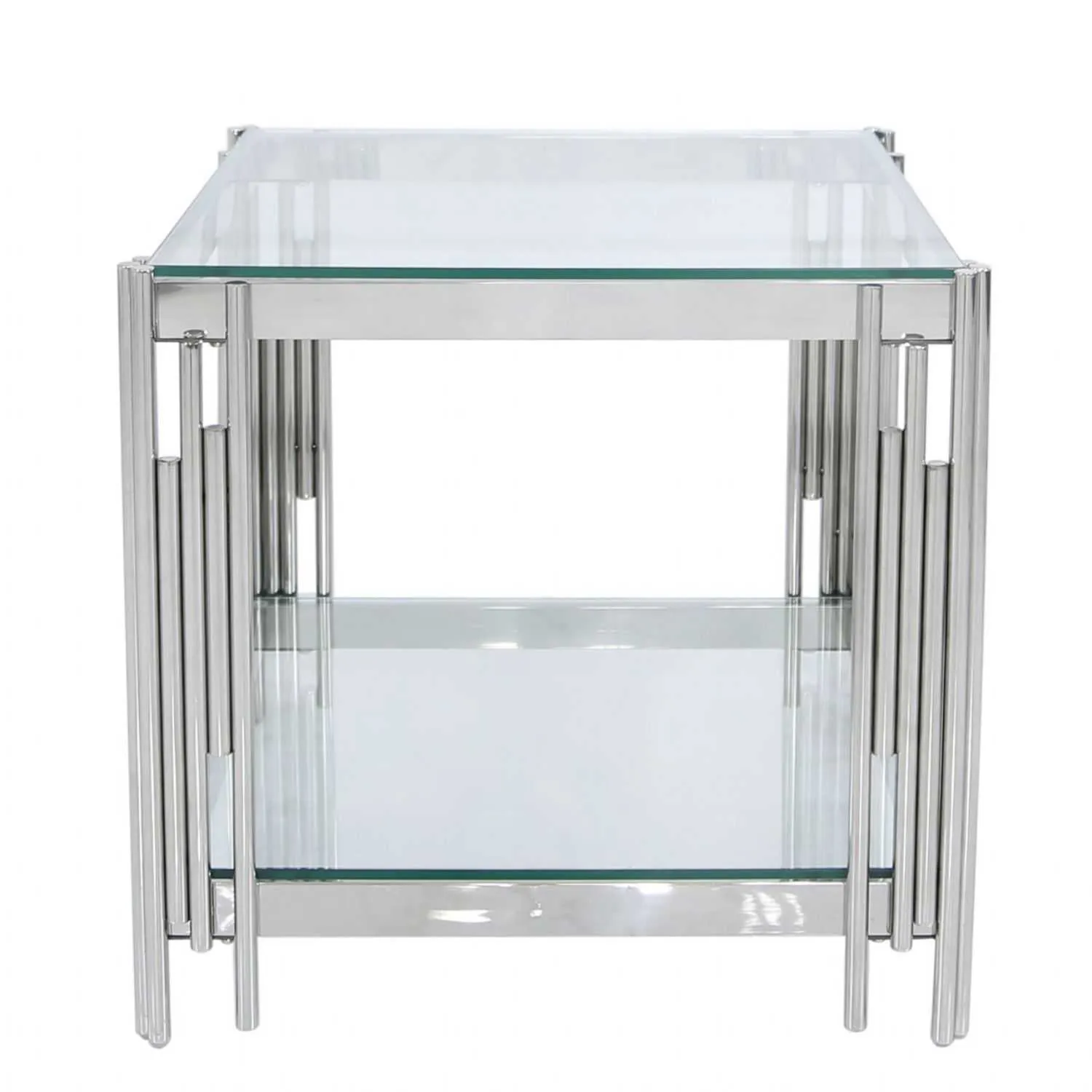 Hayden Steel Tubes And Clear Glass End Table
