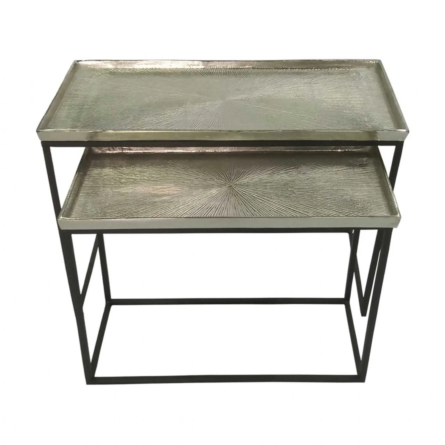 Luxe Kina Set of 2 Black and Nickel Nesting Tables