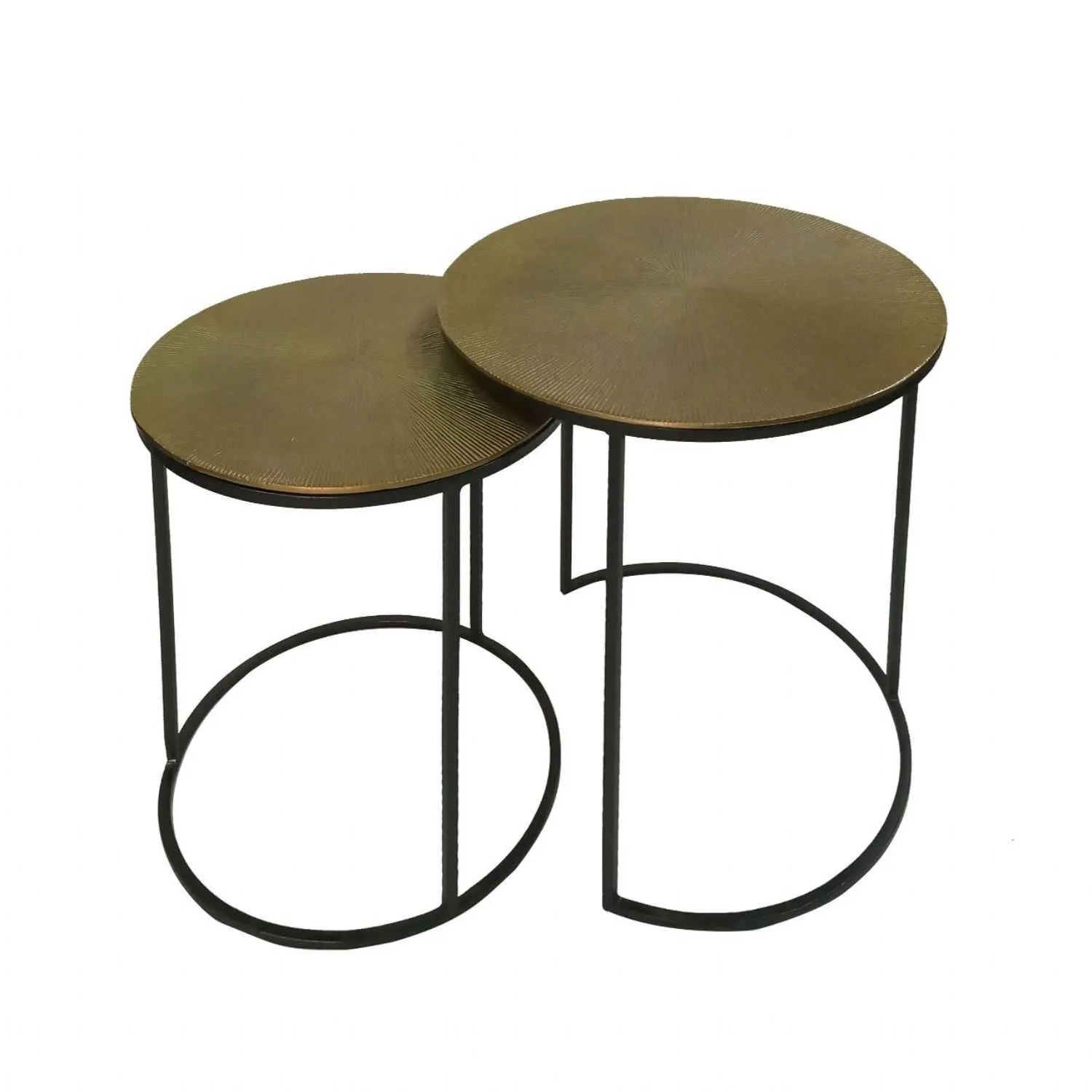 Luxe Sunil Set of 2 Black and Gold Nesting Tables
