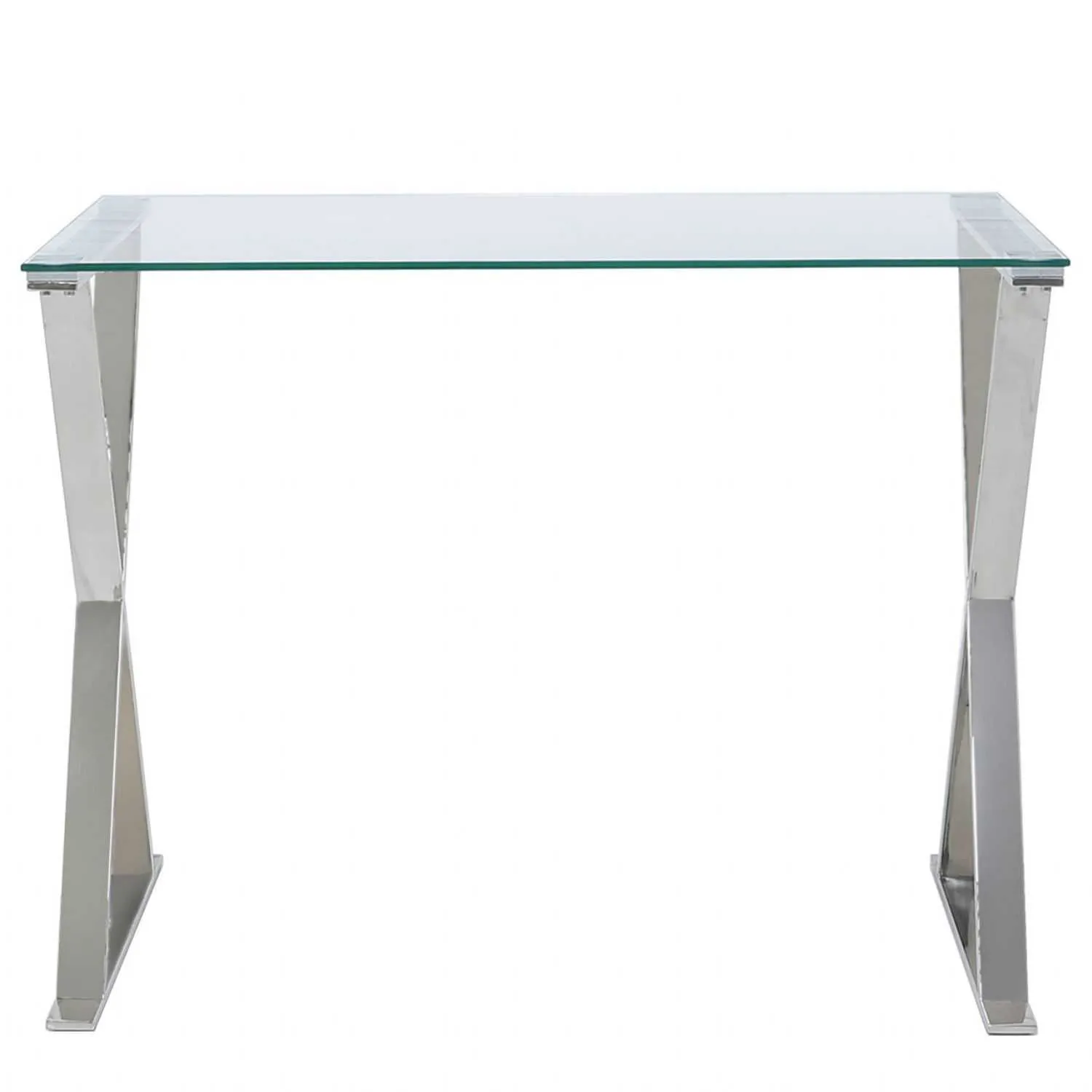 Xena Stainless Steel Desk Clear Glass
