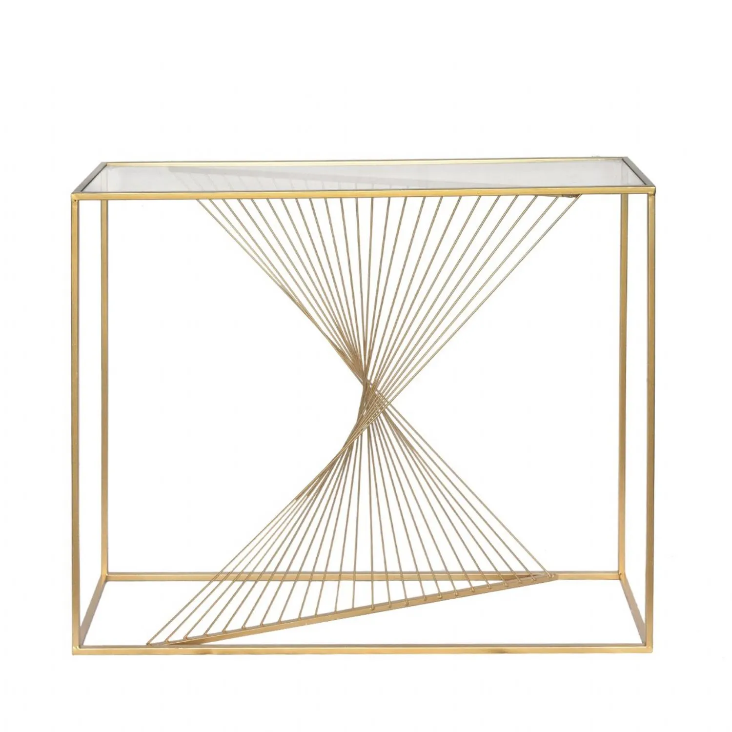 Lisa Gold Metal Console Table Clear Glass Top
