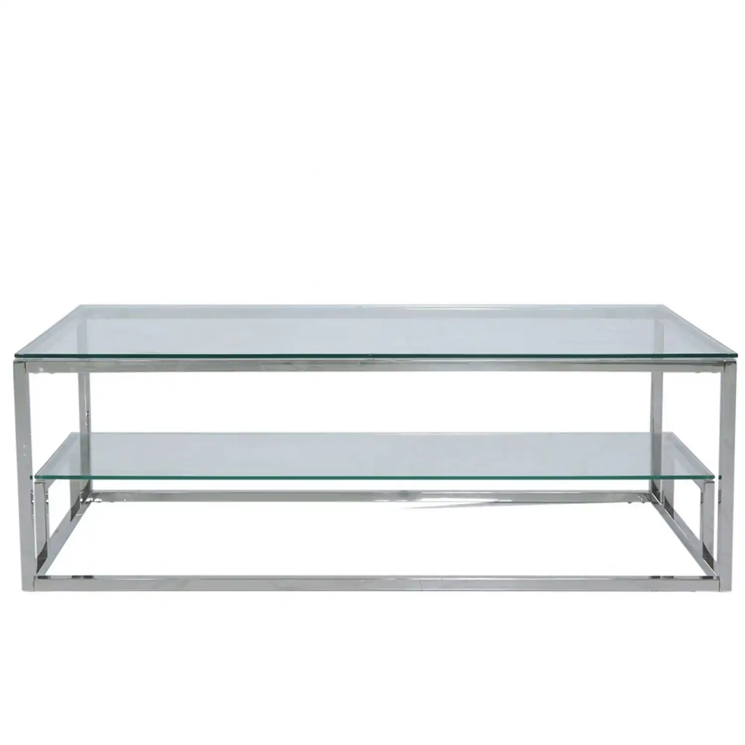 Henry 2 Tier Coffee Table Stainless Steel Glass Top