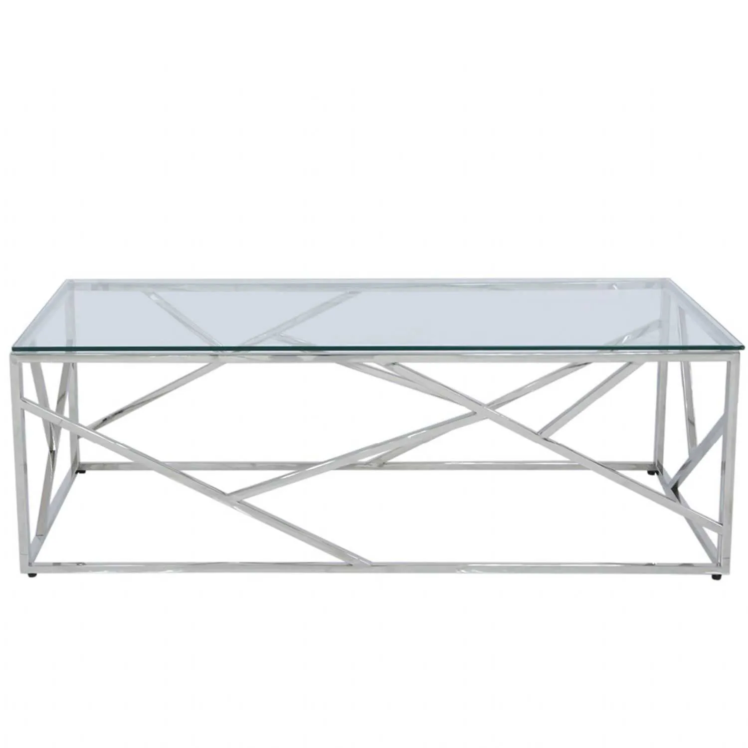 Ajax Stainless Steel Coffee Table Glass Top