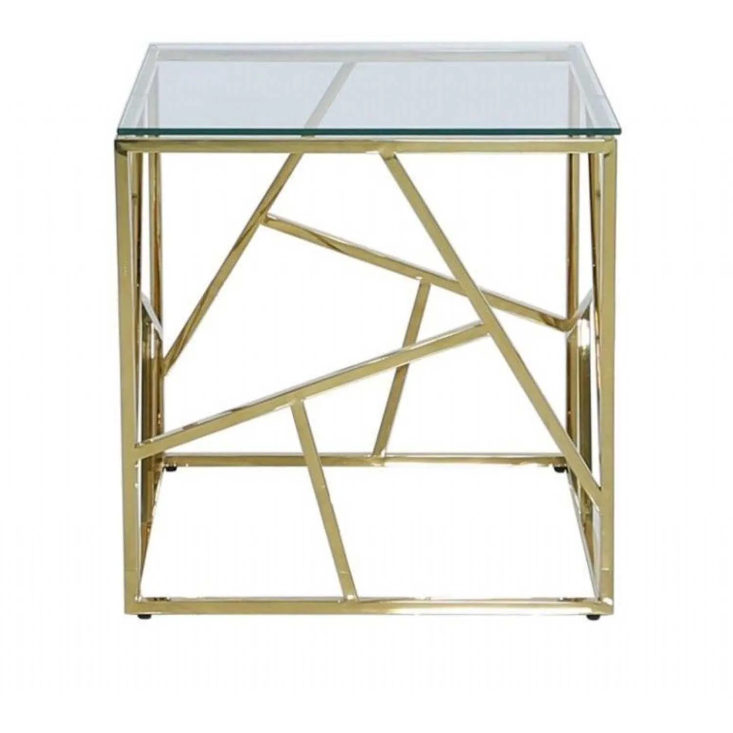 Ajax Stainless Steel Gold End Table Glass Top