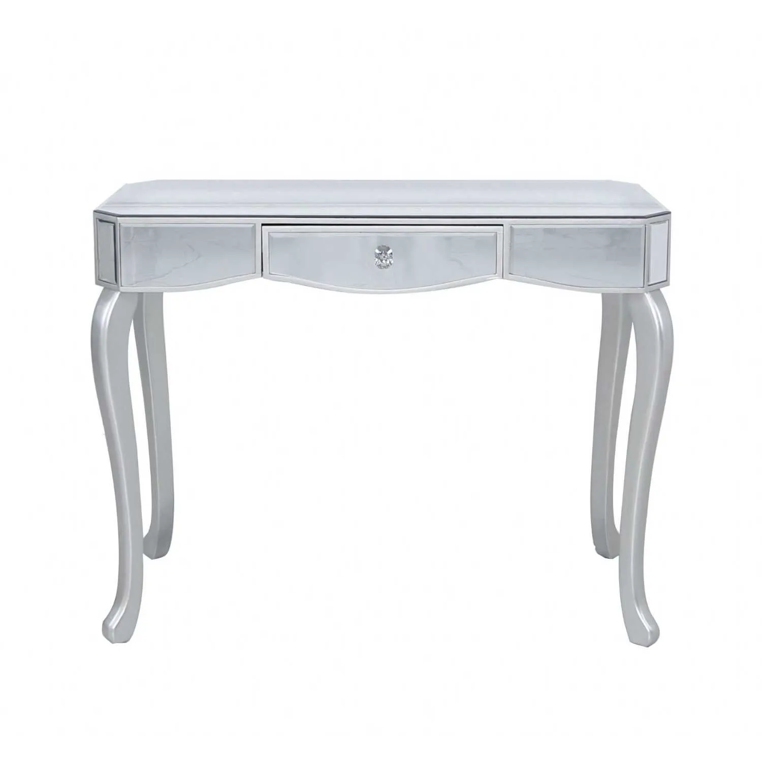 1 Drawer Mirror Console Table Silver Trim