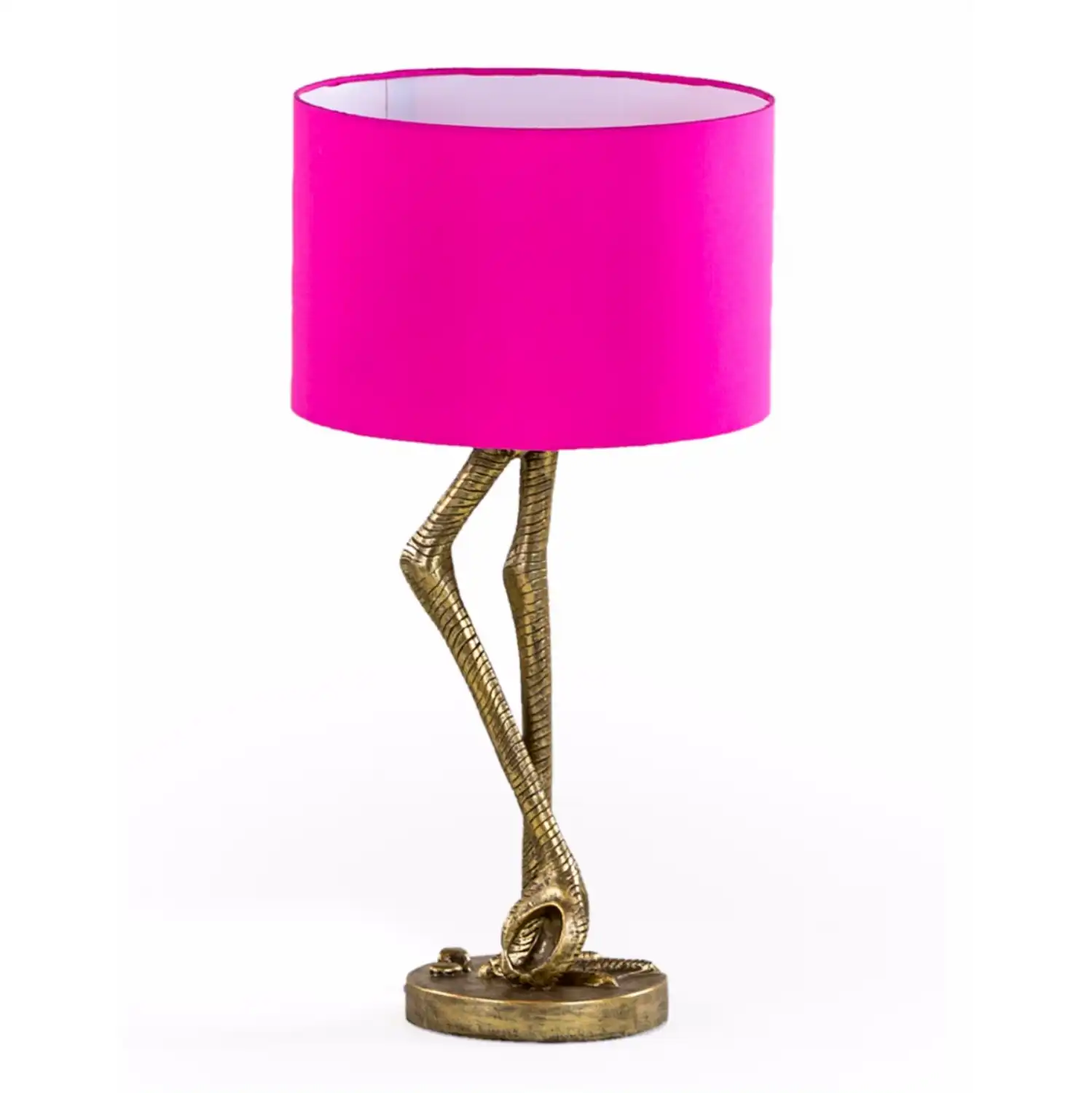 Antique Gold Flamingo Leg Table Lamp Pink Shade