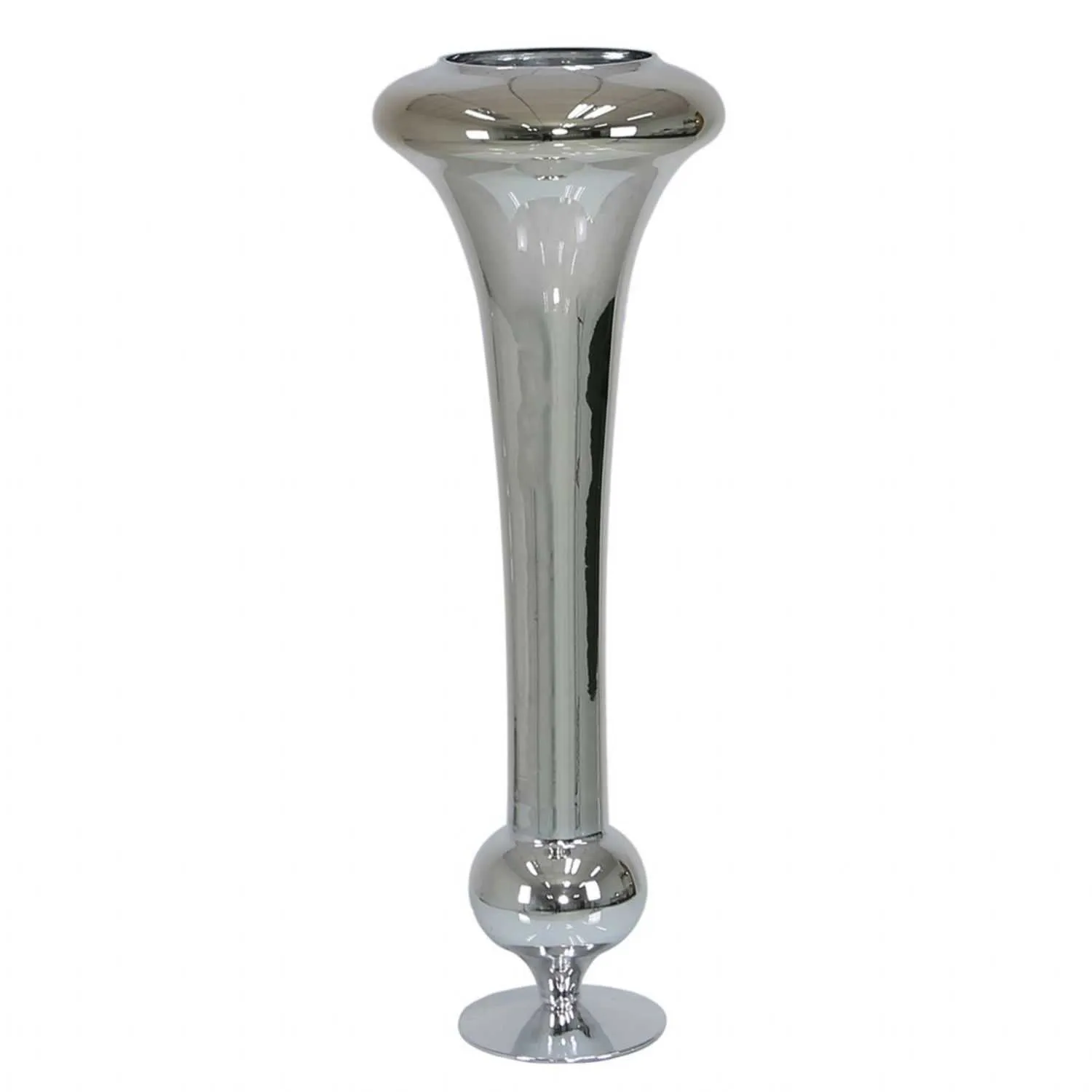 81.5cm Fluted Glass Vase Silver